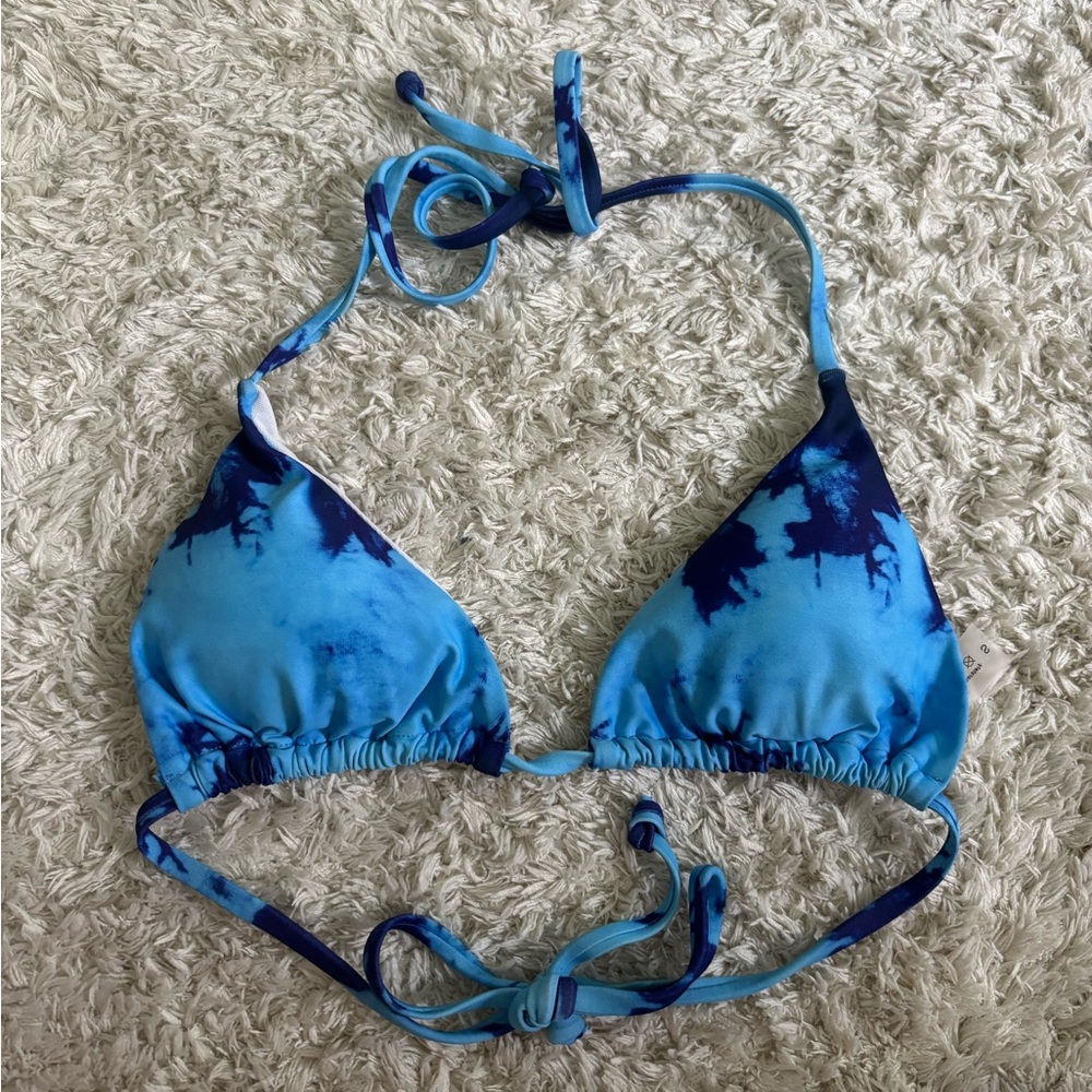 Blue and White Bikini Top